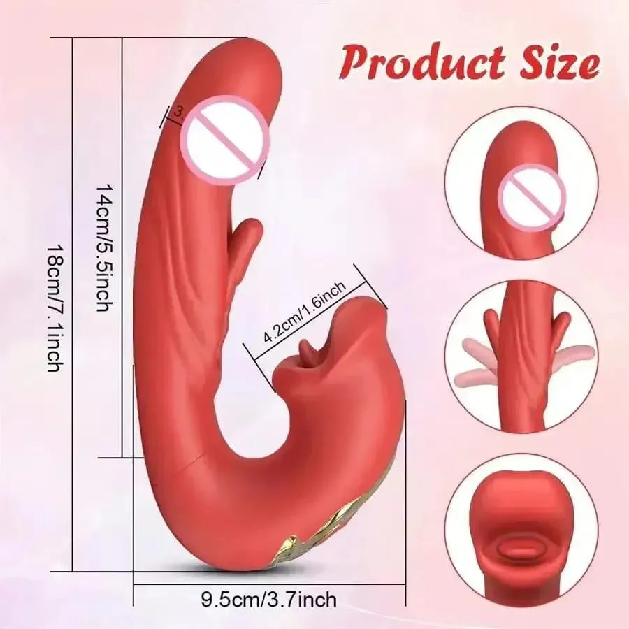 3 in 1 Telescopic Flapping Tongue Licking Dildo Female Clitoris Stimulator Finger Flapping Vaginal Massager Masturbator Sex Toy — image 4