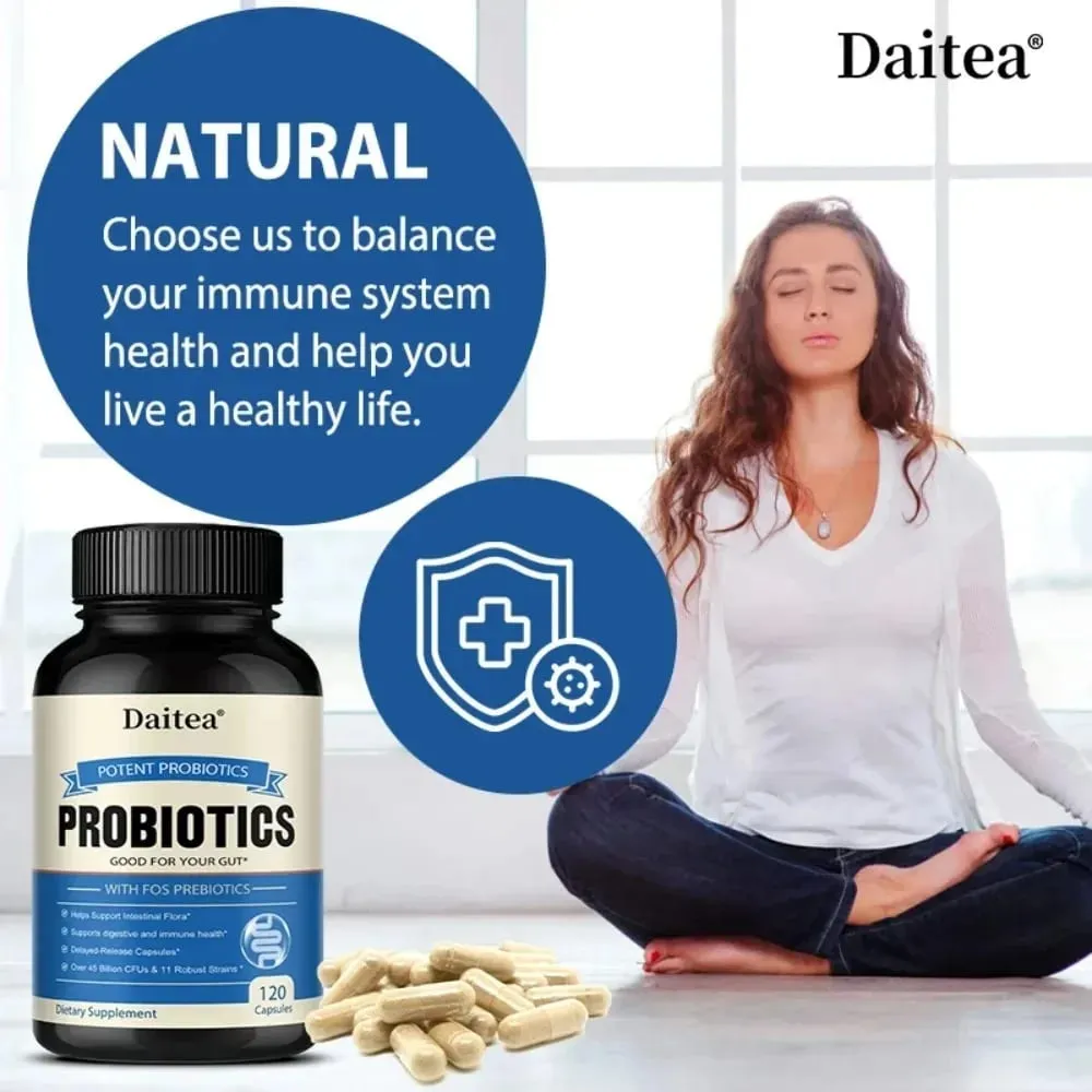Probiotics 45 Bilion CFUs with Prebiotics Supports Immune Gut Health for Women & Men - 120 Capsules — image 2