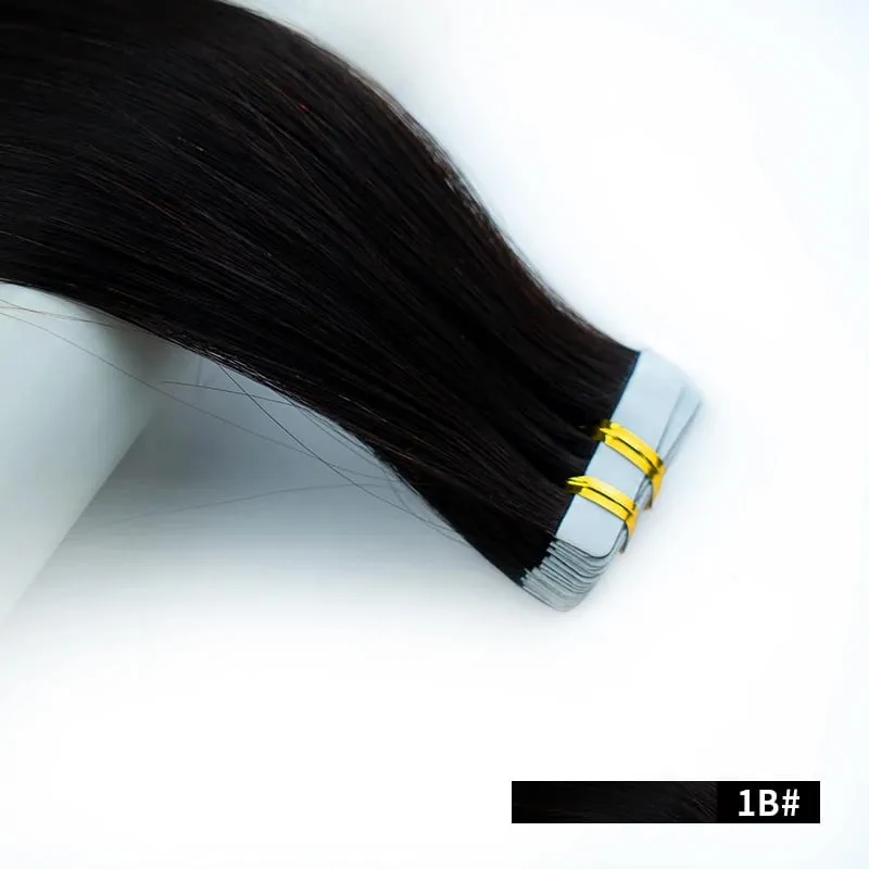 22 Inch Black Tape in Hair Extensions 100human Hair Russian Virgin 100% Remy Straight Double Drawn Tape in Extensions Human Hair — image 1