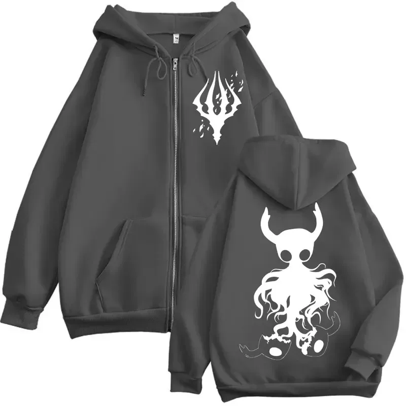 Limited Hollow Knight Game Graphic Zipper Hoodies Gothic Vintage Zip Up Hooded Sweatshirts Men Women Fashion Casual Pullovers — image 4