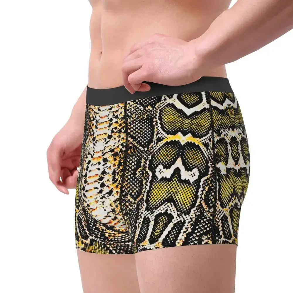 Sous-vêtements imprimés peau de serpent personnalisés pour hommes, Boxer extensible à Texture animale, slip short, culotte douce pour Homme — image 4