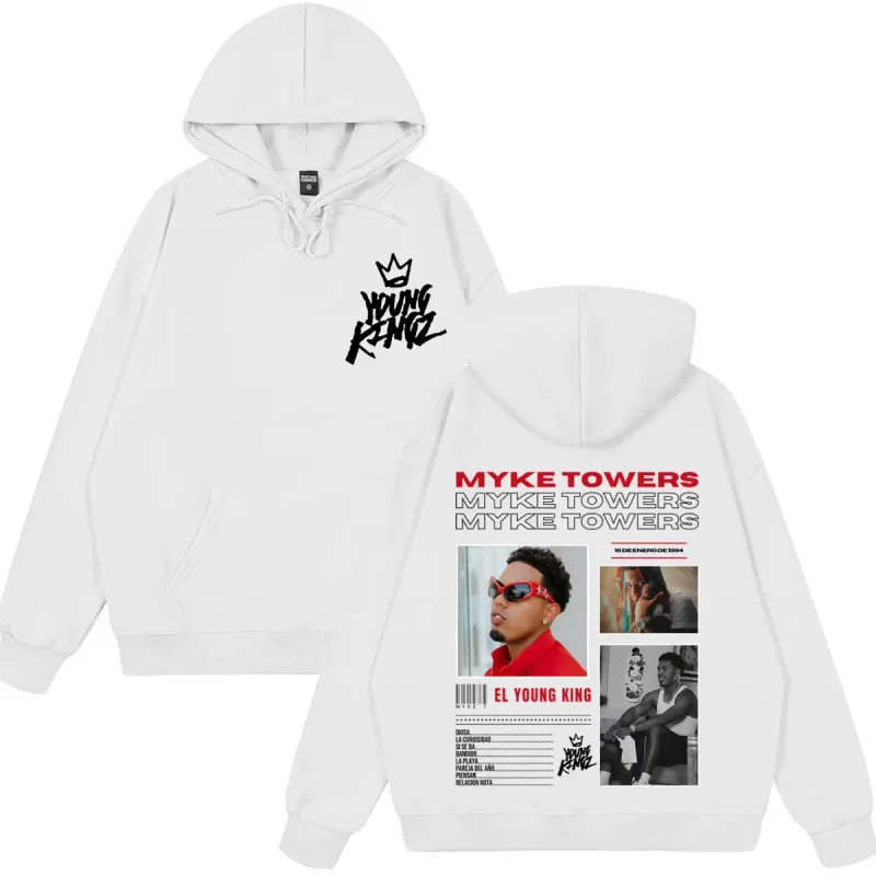 Myke Towers Young Kingz 2026 Album Tour Print Pullover Men Women Fashion Sweatshirts Winter Casual Long Sleeves Hip Hop Hoodie — image 6