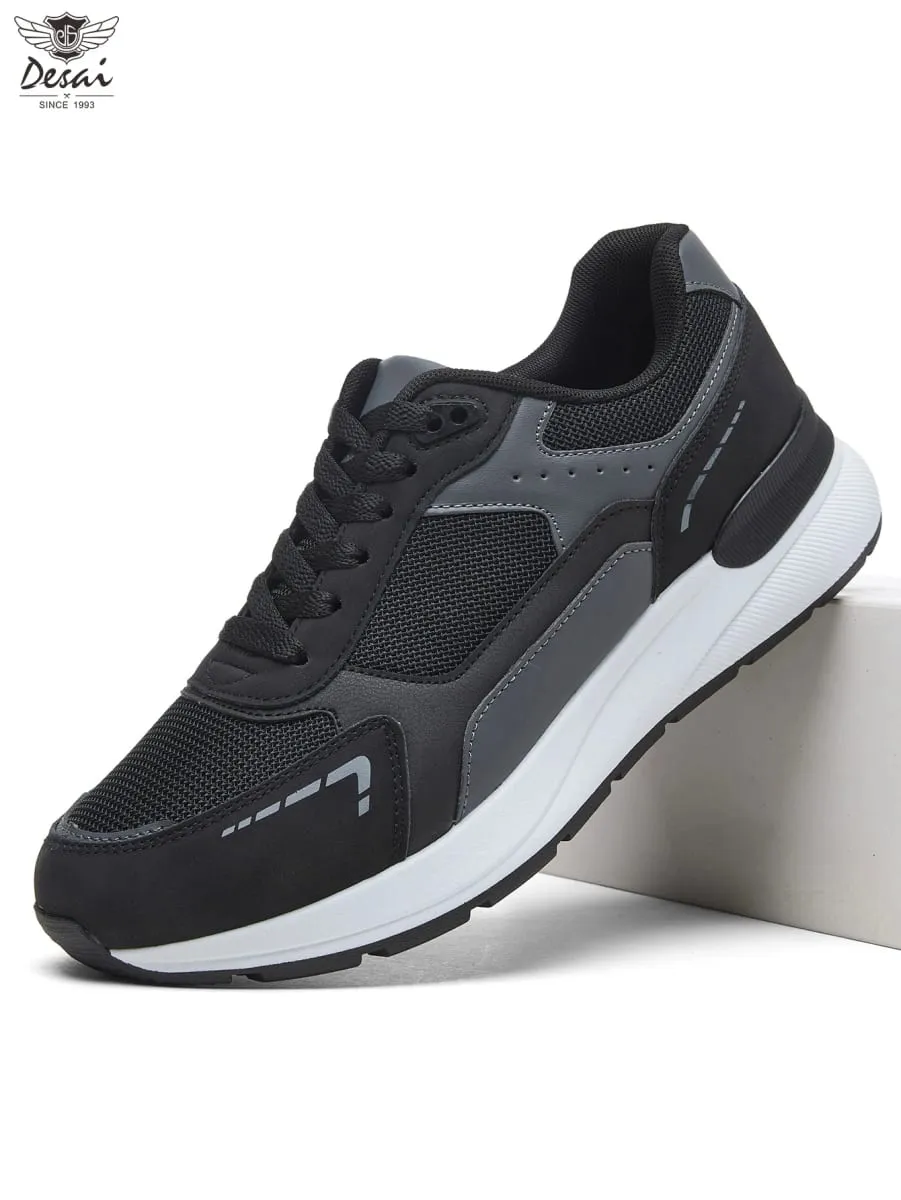 Desai Men's 2026 Autumn Retro Running PU Leather Mesh Sneakers Comfort Lace-up For Daily Commute Outdoor Casual Sneakers Wear