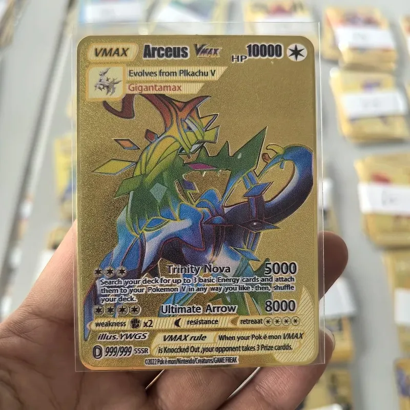 10000HP Charizard Vmax Pokemon การ์ดโลหะการ์ดภาษาอังกฤษ Arceus GX Vstar V Golden Limited เด็กของขวัญเกม Battle Collection การ์ด