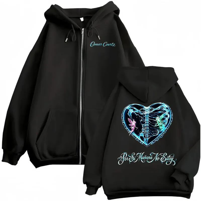 Omar Courtz Por Si Manana No Estoy Tour Print Zipper Hoodies Men Women Fashion Casual Hip Hop Sweatshirt Jacket Coats Streetwear — image 1