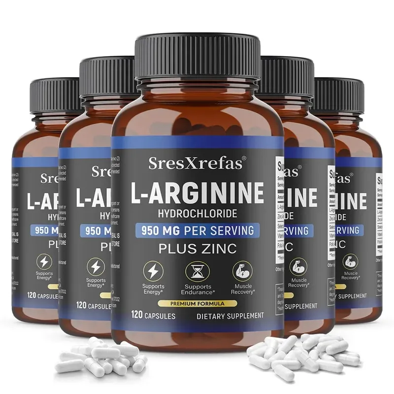 Men's L-Arginine 950mg Capsules - Supports Blood Circulation Workout Endurance & Muscle Growth Mercury for Adult 120 Capsules — image 9
