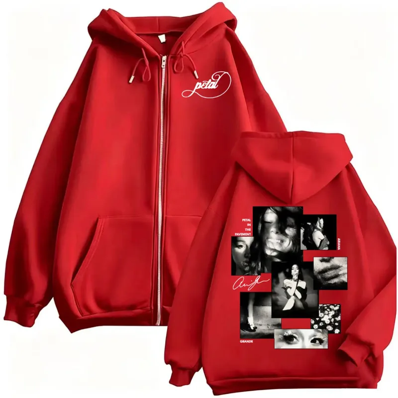 Singer Ariana Grande Petal Zipper Hoodies Men Women Fashion Aesthetic Sweatshirt Jacket Coats Fleece Long Sleeve Zip Up Pullover — image 5