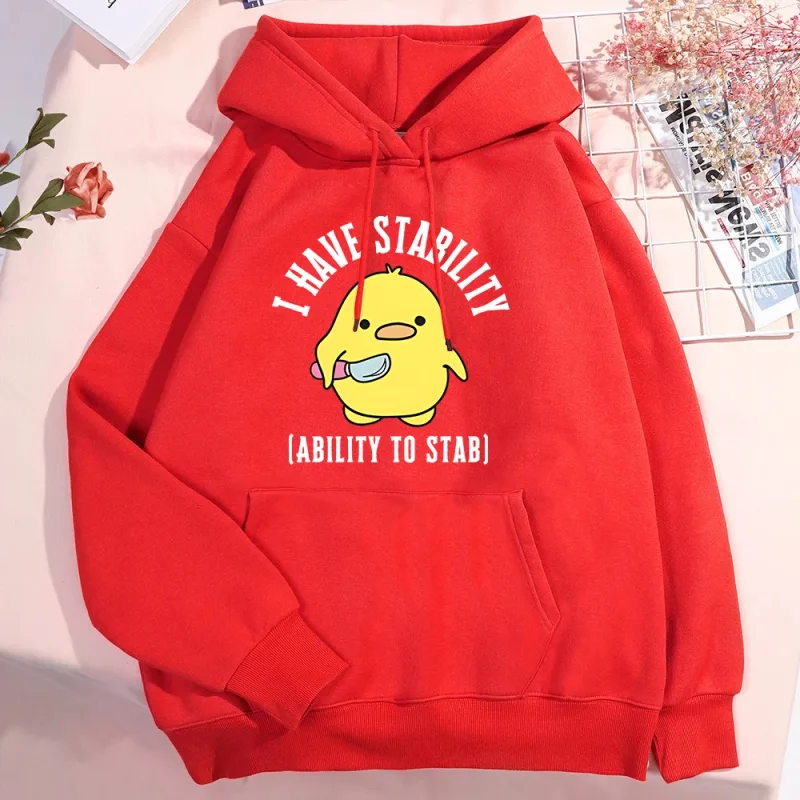 New I Have Stability Ability To Stab Hoodies Men Women Fashion Duck Graphic Sweatshirt Soft Unisex Streetwear Long Sleeve Tops — image 7