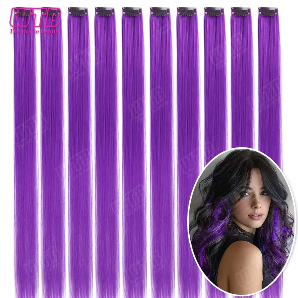 10Pcs Colored Synthetic Extension Wigs BB Clip Style Straight Hair Extensions Suitable for Women to Wear at Holidays and Parties — image 10