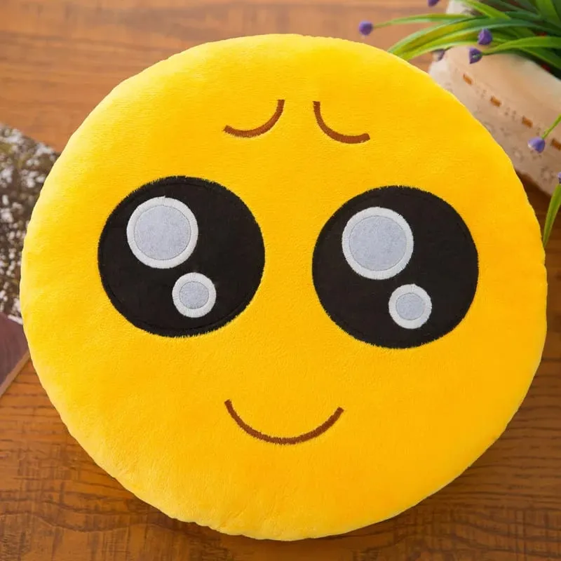 32cm Meme Emoji Smiley Face Plush Pillow Super Cute Soft Hugging Pillow for Sleeping Rest And Cushion - Toy Gift