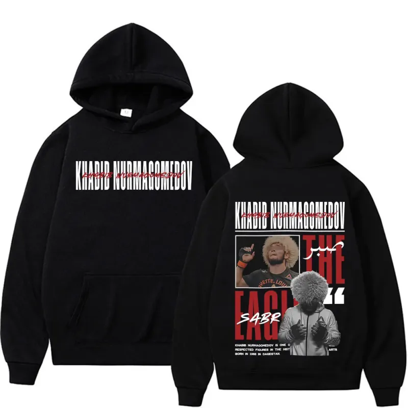 Khabib Nurmagomedov THE EAGLE Retro Hoodies Men Women Fashion Gothic Long Sleeve Pullovers Casual High Quality Hooded Sweatshirt — image 1