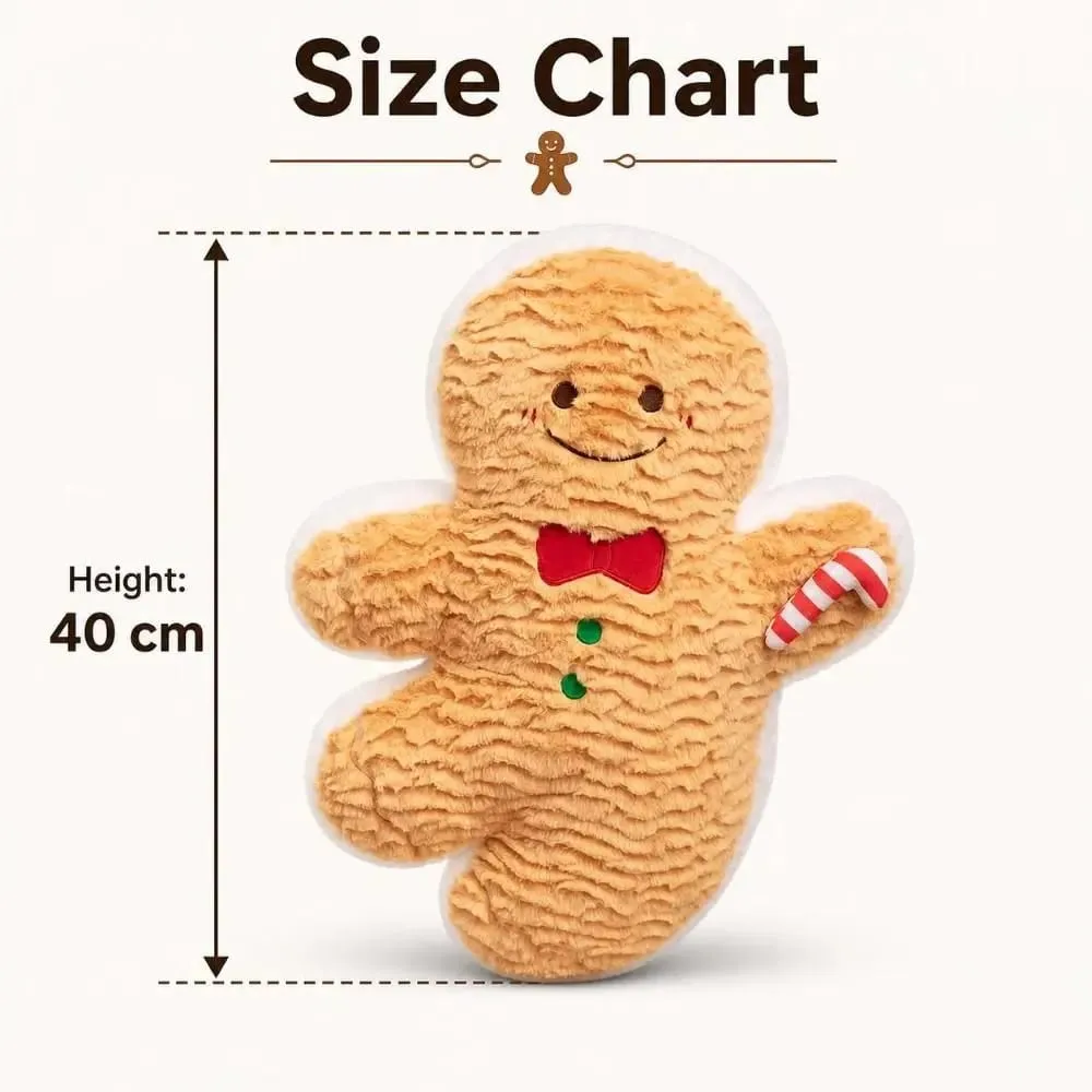 Cute Creative Shape Christmas Pillow Seasonal Pattern Soft Gingerbread Man Cushion Comfortable Waist Cushion Home Decor