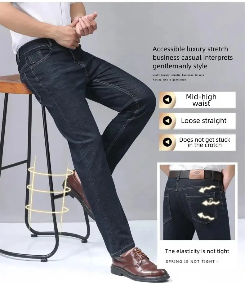 Men's Slim Fit Straight Leg Jeans Simple Casual High-quality Classic Retro Pants