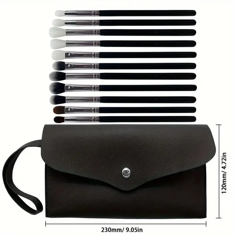 Versatile 11pcs Soft Synthetic Eyeshadow Brush Set with Nylon Bristles Wooden Handles Fragrance-Free for All Skin Types — image 3