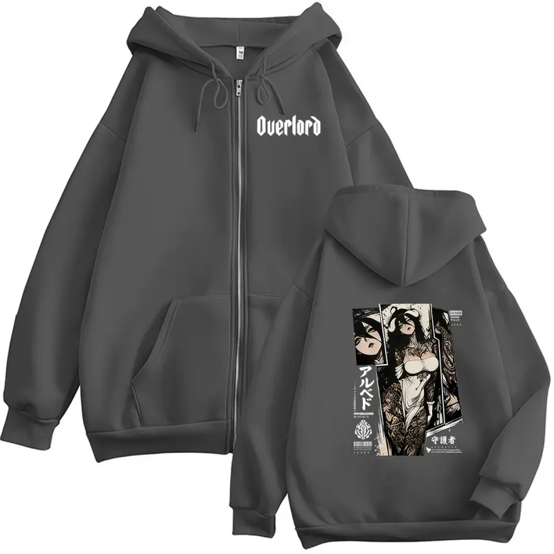 Anime Overlord Albedo Zipper Hoodie Japanese Manga Harajuku Long Sleeve Sweatshirt Men Women Pullover Jacket Hoodies Streetwear — image 5