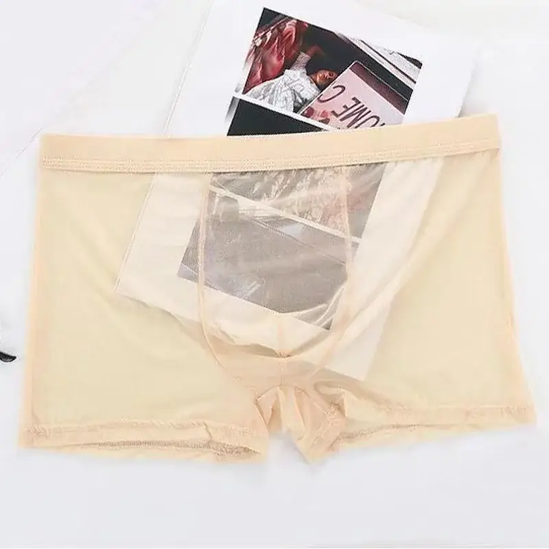 Underkläder Transparent Boxers Bulge Ice Silk Genomskinlig kalsonger Sexiga trosor Låg midja Trosor Underkläder Intimates — image 7