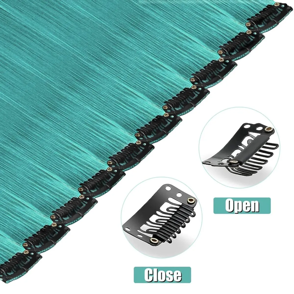 14 PCS Teal Blue Hair Extensions Clip in 22 Inch Colored Party Synthetic Neon Highlights Extensions Rainbow Hair Accessories — image 6