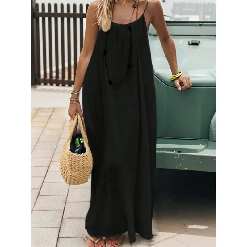 New Arrival Women's Strapless Backless Long Loose Home Dress Comfortable Sleepwear Casual Maxi Dress — image 3