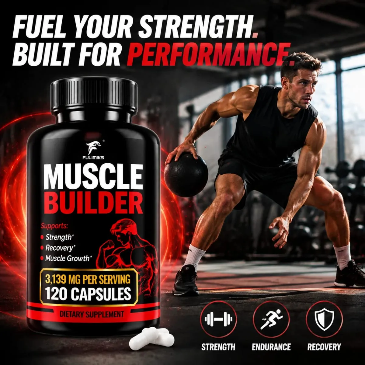 Muscle Builder Sports Capsules Supports Muscle Growth & Physical Strength Enhance Endurance Speed Up Recovery Reduce Fatigue