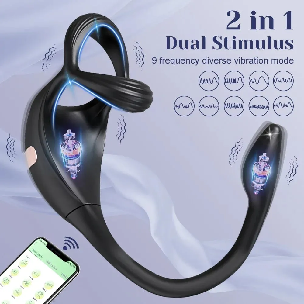 Vibrating Cock Ring Male Prostate Massager Stimulator for Men APP Control Sex Toy for Couples Anal Vibrator Penis Ring Butt Plug