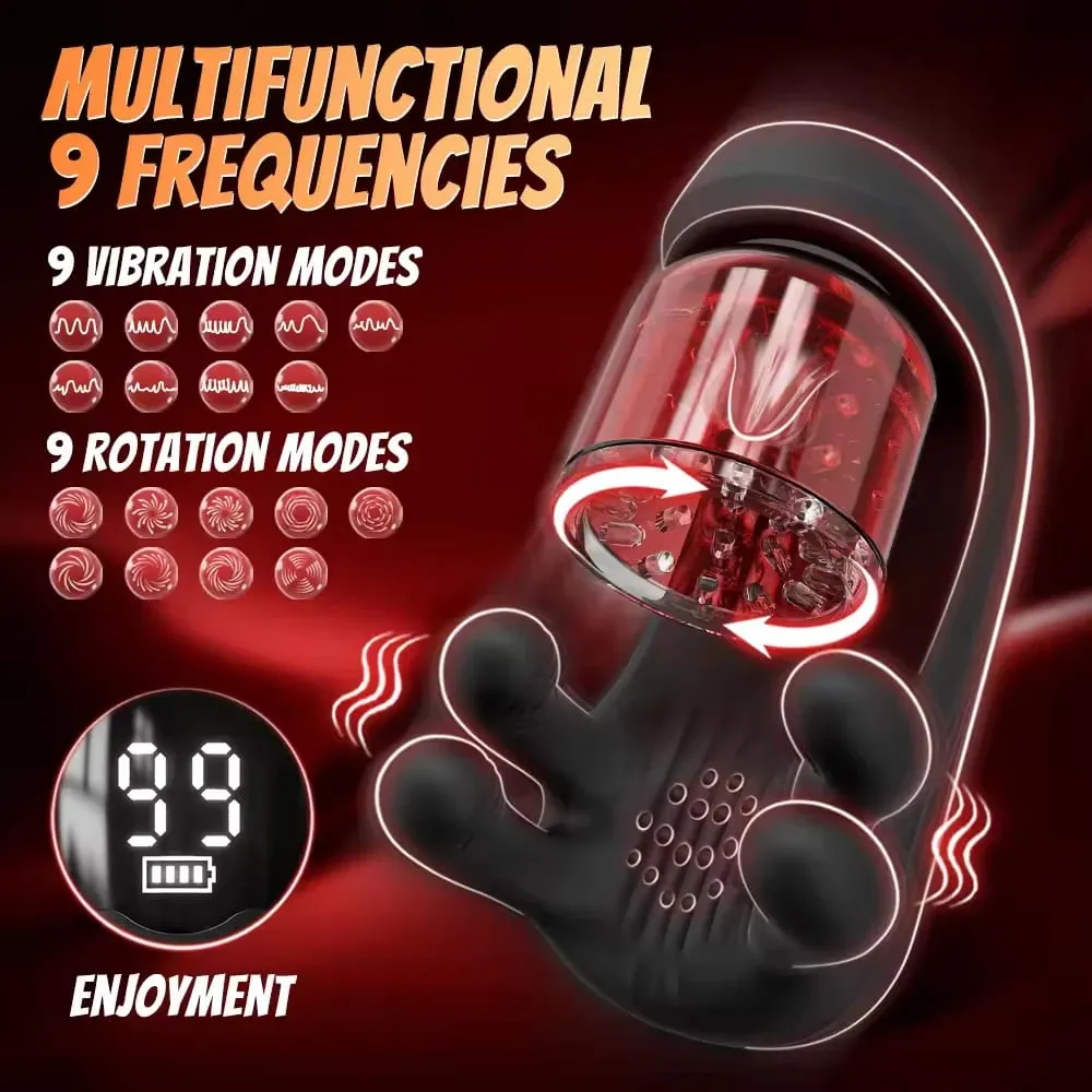 Electric Male Penis Stimulator Massager Trainer 9 Vibration Rotation Modes USB Masturbation Cup Adult Supplies Sex Toys for Men