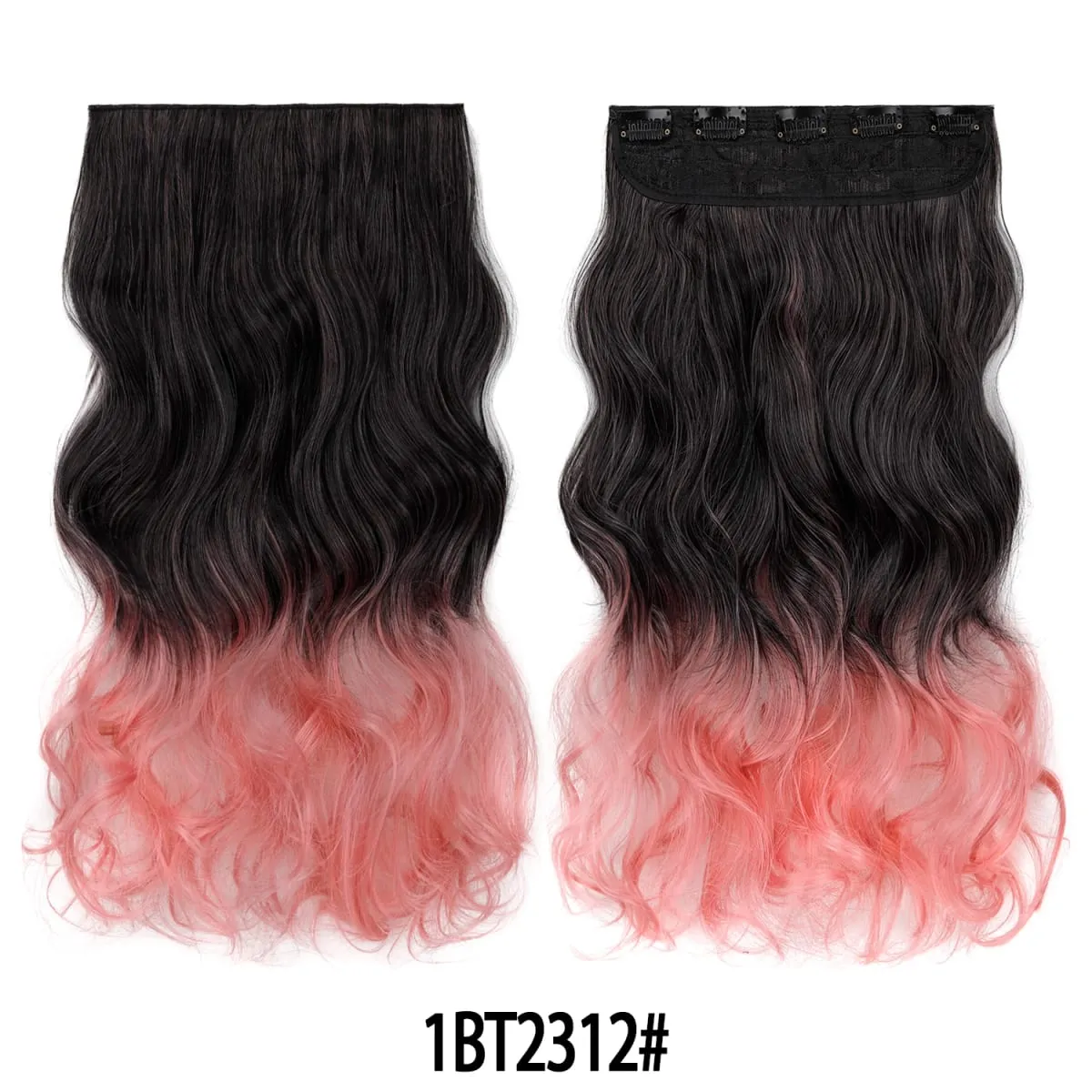 Jeedou Một Mảnh 5 Kẹp Lượn Sóng Ombre Kẹp Trong Tóc Dài Sóng Nước Tổng Hợp Xoăn Phần Lông Màu Cầu Vồng tóc