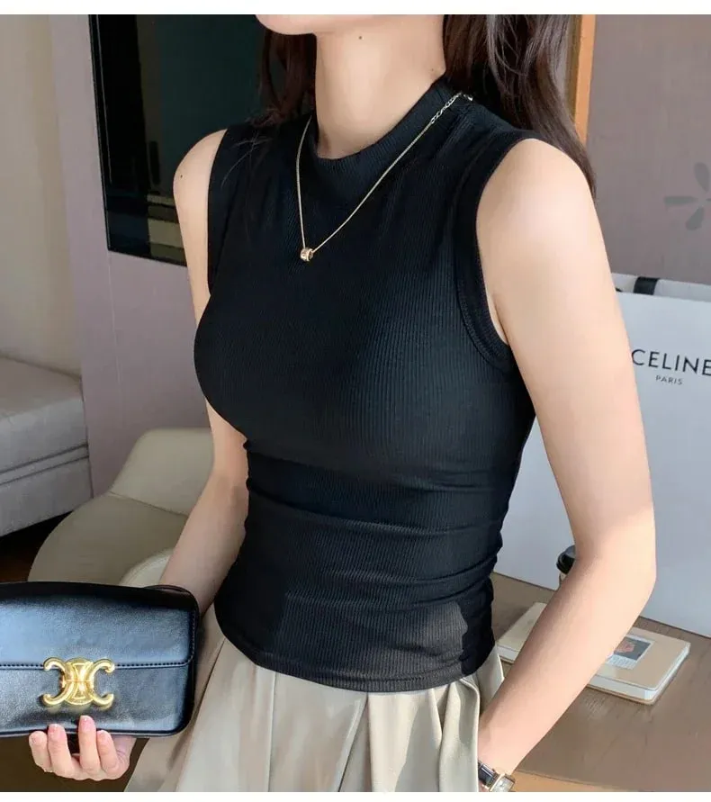 Women Sexy Knitted Vest Ribbed Slim Camis Sleeveless Round Neck Tank Tops 2026 Summer Female Casual Solid Color Basic Camisole — image 10