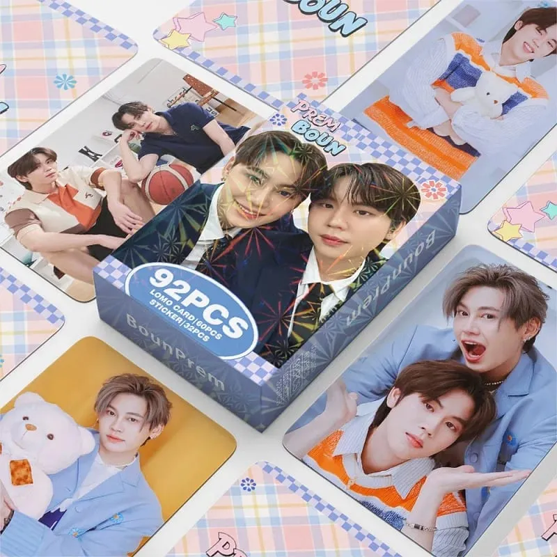 92Pcs BounPrem Thai Star CP Lomo Cards with Decorative Stickers HD Printing Photo Cards Perfect Gift for BL Drama Fans