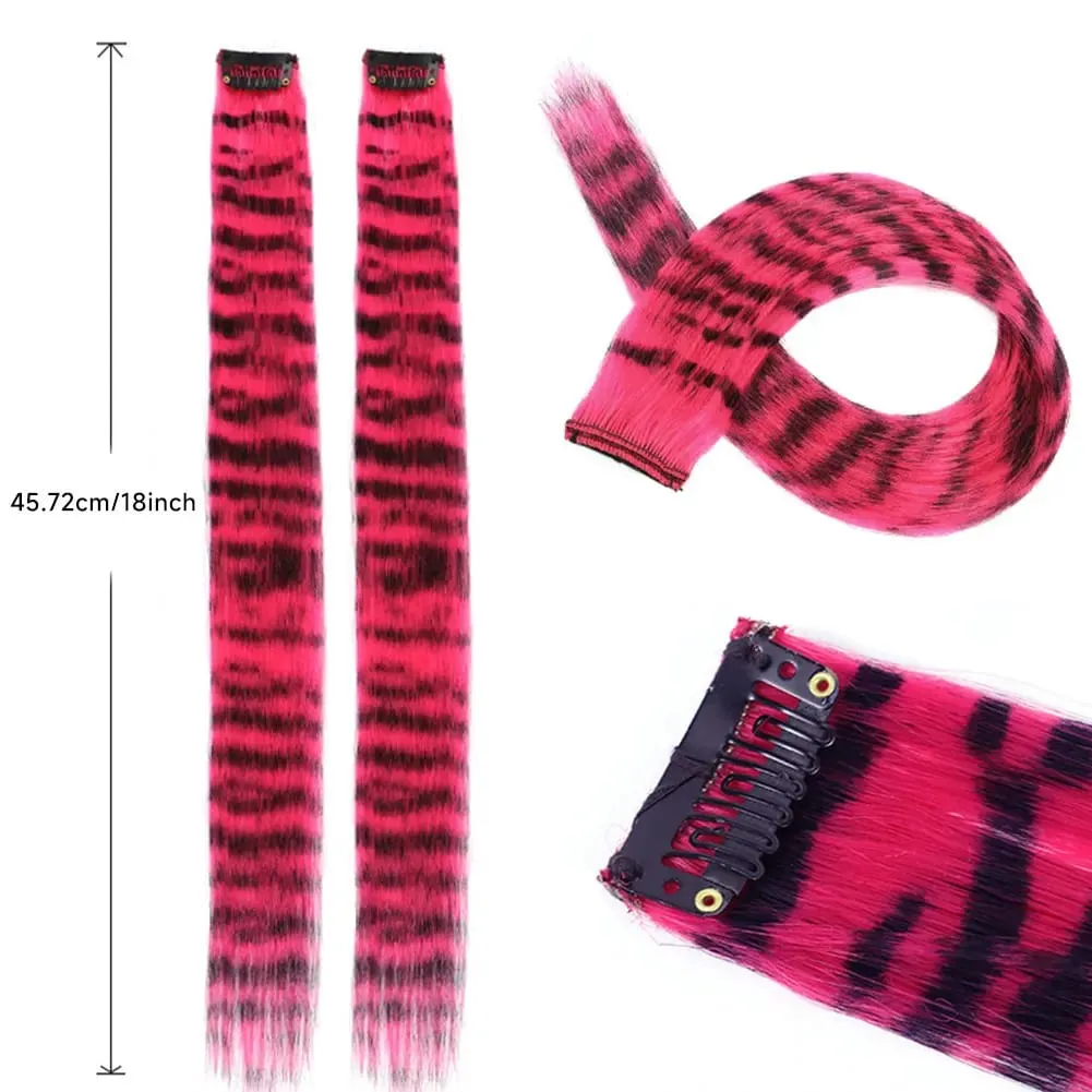 Synthetische Haarverlängerung, 45,7 cm lang, glatt, für Damen, Hochtemperatur-Clip-in-Haarverlängerung, Haarteil, Feder-Perücke, Blau, Rose, bunt