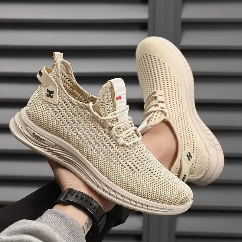 Fashion Men Knit Mesh Trainers Cushioned Soft Sole Non Slip Breathable Walking Sneakers Casual Outdoor Running Street Footwear — image 2