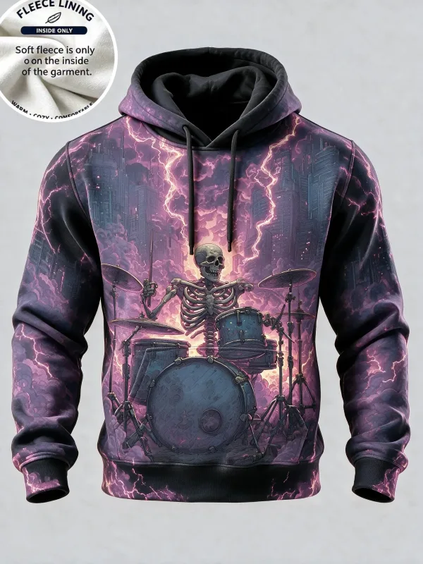 3D Halloween Fleece Hoodie Pumpkin Scarecrow Skeleton Kid Moon Graveyard Pullover Long Sleeve Kangaroo Pocket Sweatshirt