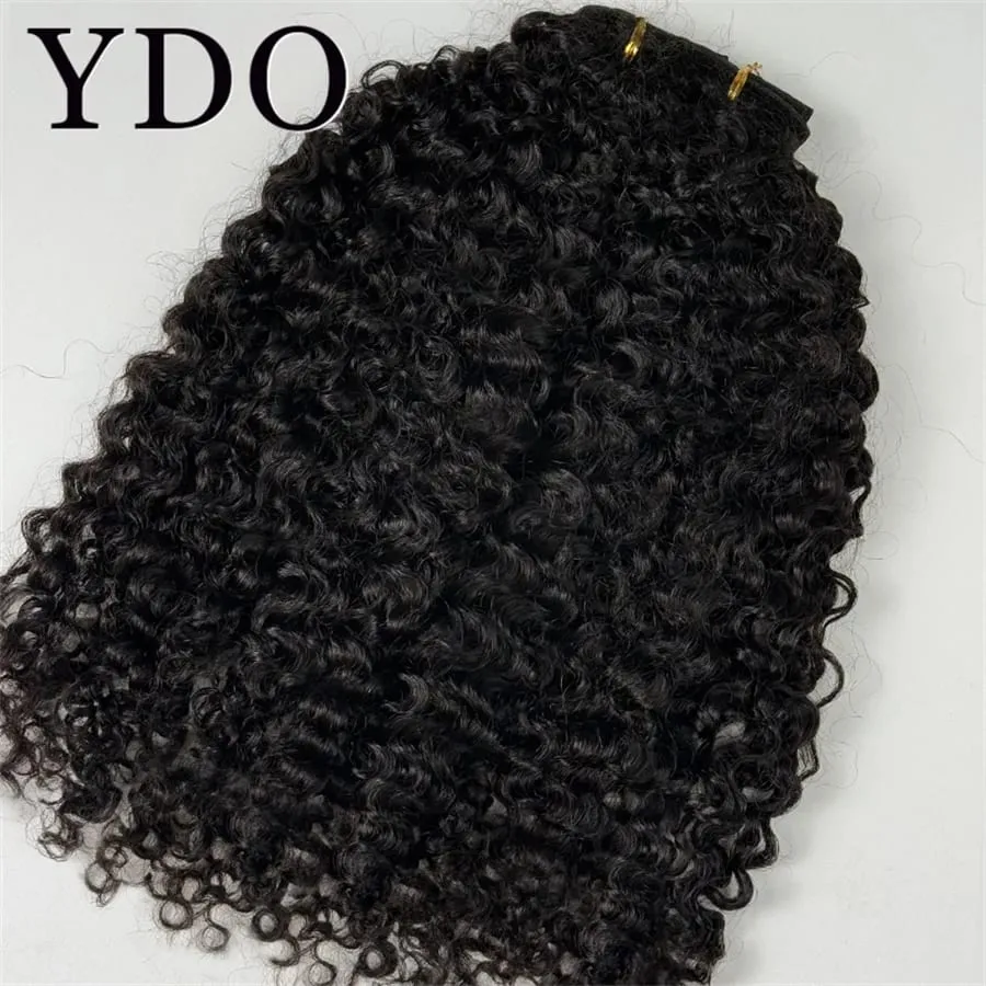 Kinky Curly Seamless Clip Ins Human Hair PU Clip In Hair Extensions For Black Women Afro Deep Curly Clip In Hair Extensions — image 2