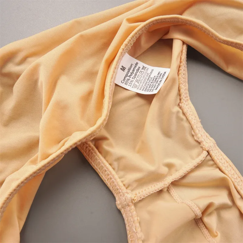 Thin Ice Silk Low Waist Men Briefs Solid Color Semi Transparent Underwear Plus Size Bulge Pouch Smooth Breathable Soft Panties