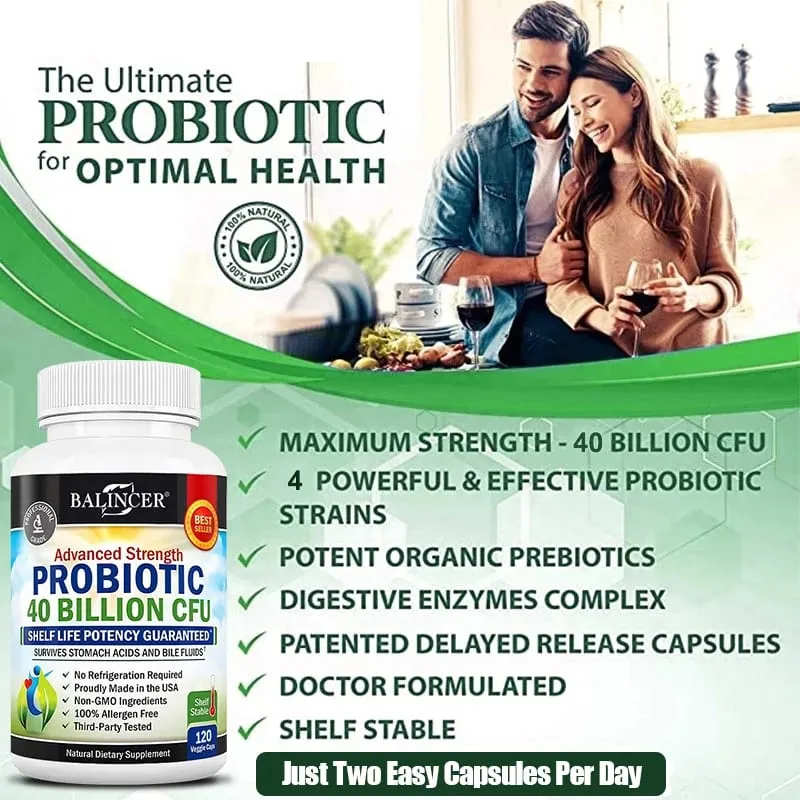 Probiotic Capsules 40 Billion CFU Gut Nutritional Supplement Supports Balanced Intestinal Flora & Digestive Comfort for Adults — image 3