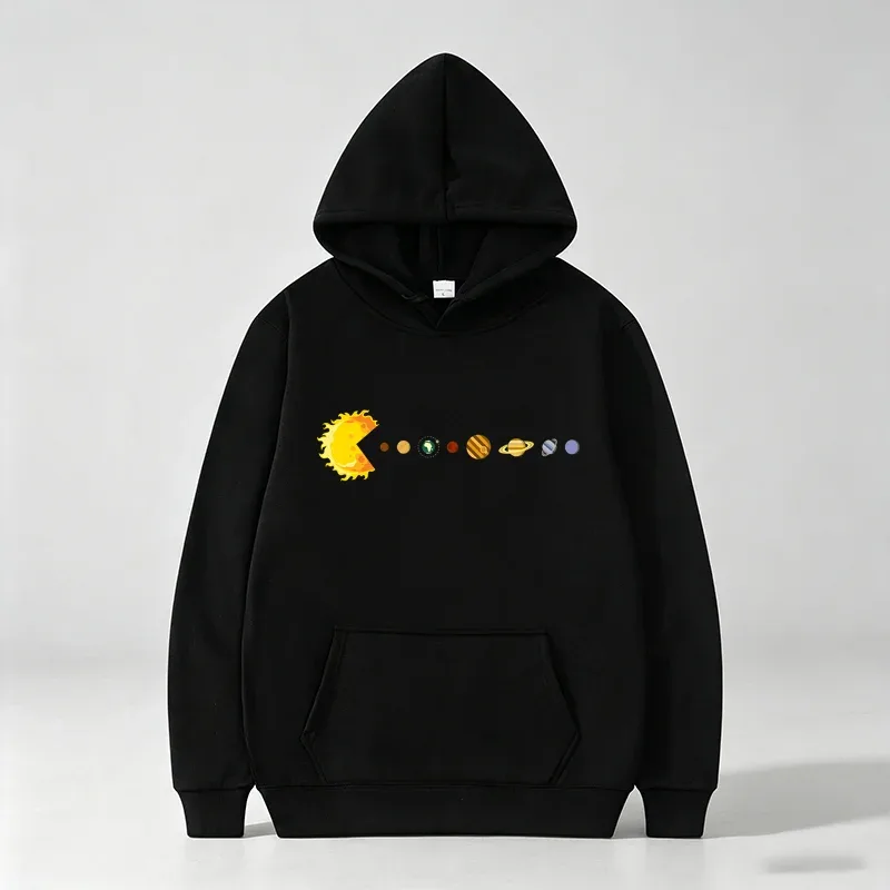 Men's Casual Hoodie Funny Sun Planets Print Pullover Hooded Sweatshirt Long Sleeve Loose Streetwear Hoodies With Pocket wx338 — image 7