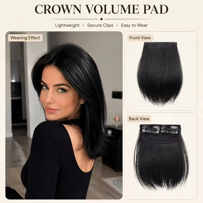 10cm Synthetic Short Straight 2pcs Hair Pads Extension Change Head Shape Fiber Hairpiece for Women Daily Wear — image 8