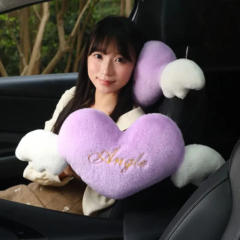 Cute Angel Heart Plush Pillow with Wings Soft Fluffy Love Heart Stuffed Cushion Car Sofa Home Decor Valentine Creative Gift — image 3