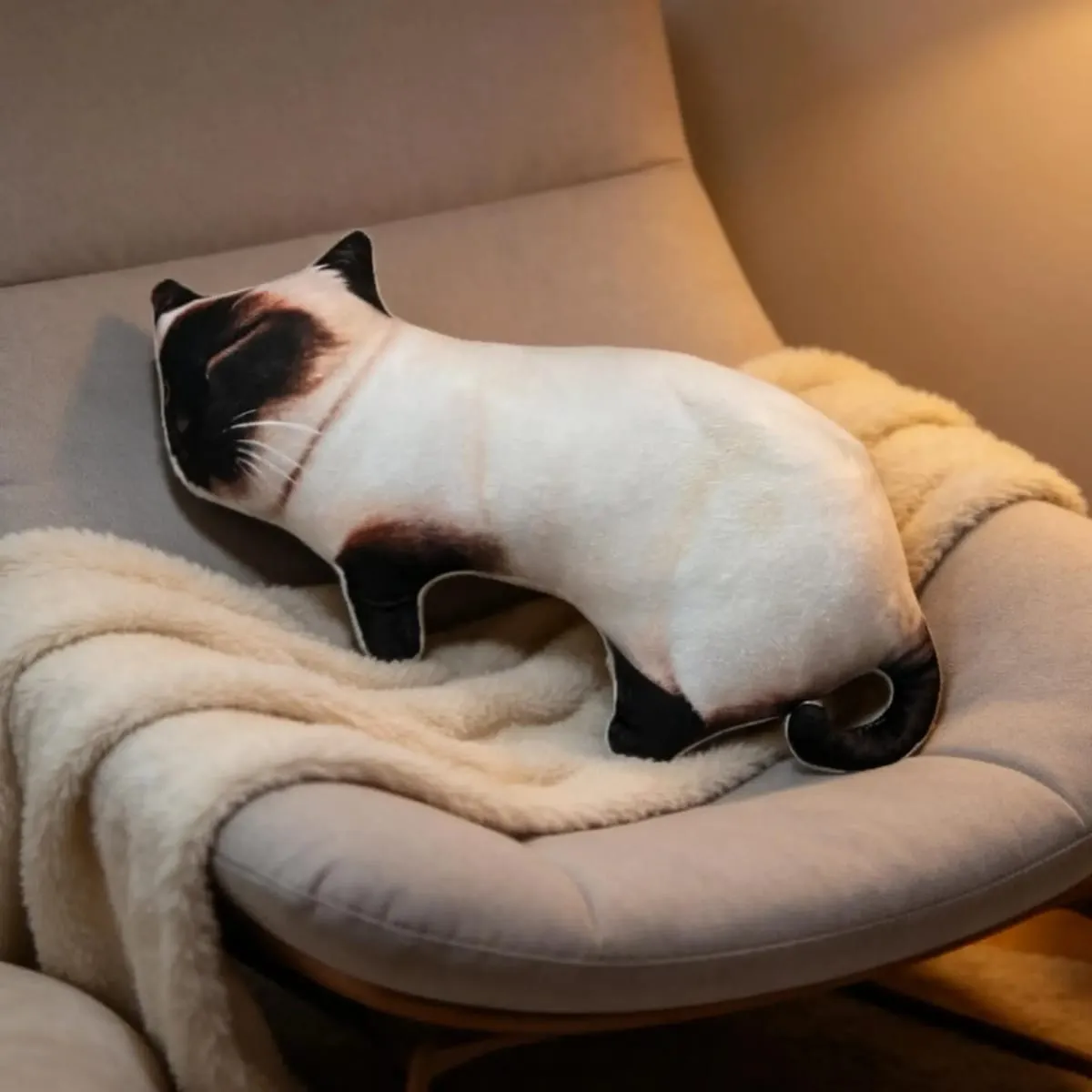 Realistic Cat Pillow 60cm Soft Plush Animal Cushion Decor Decorative Throw Pillow for Kids Adults Apartment Nursery Sofa Couch — image 2