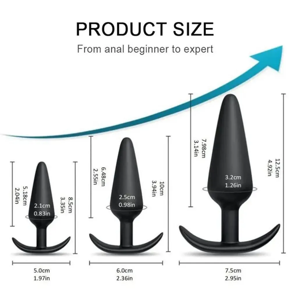 3 forskellige størrelser analprop blød silikone anal buttplugstimulator Voksen sexlegetøj til mænd/kvinder prostata massager analtræner