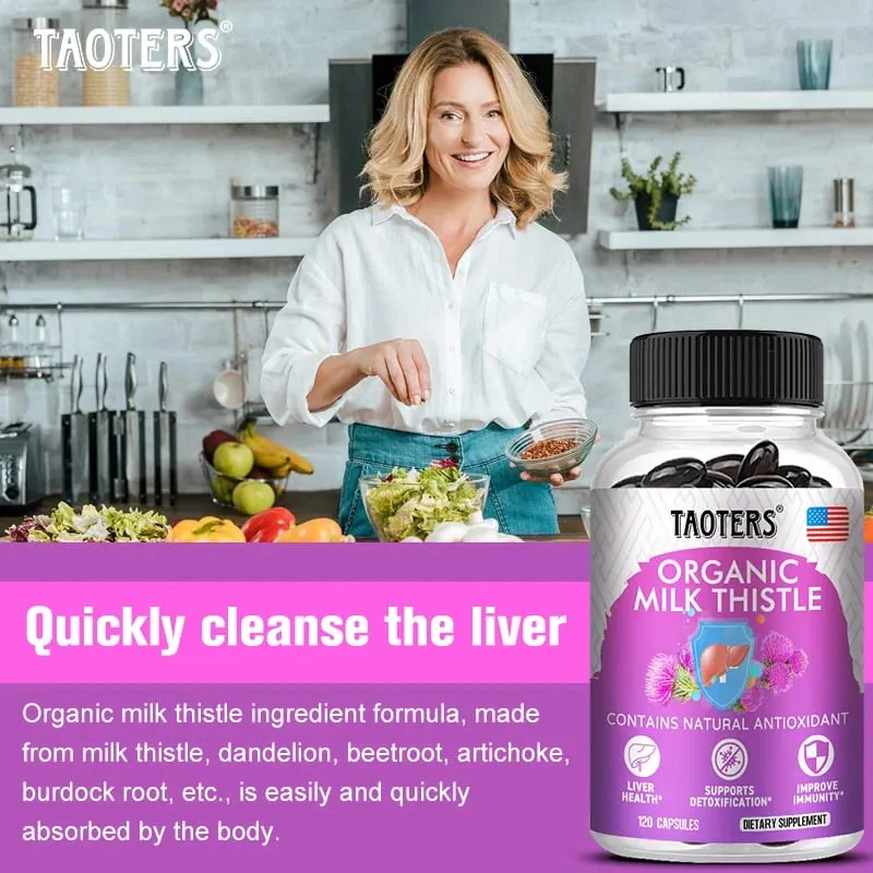 6X Organic Milk Thistle Extract Capsules Help Liver Detox & Cleanse Liver Antioxidant Detox Overall Health