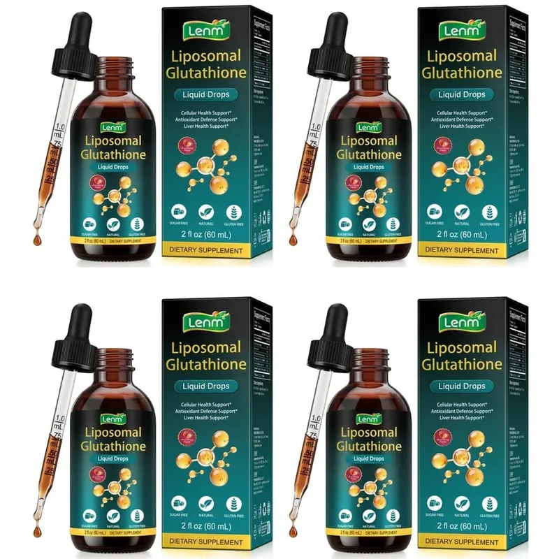 Lenm Liposomal Glutathione Liquid Drops for Antioxidant Cellular & Liver Support with NAC Vitamin C Strawberry Flavor 60 mL