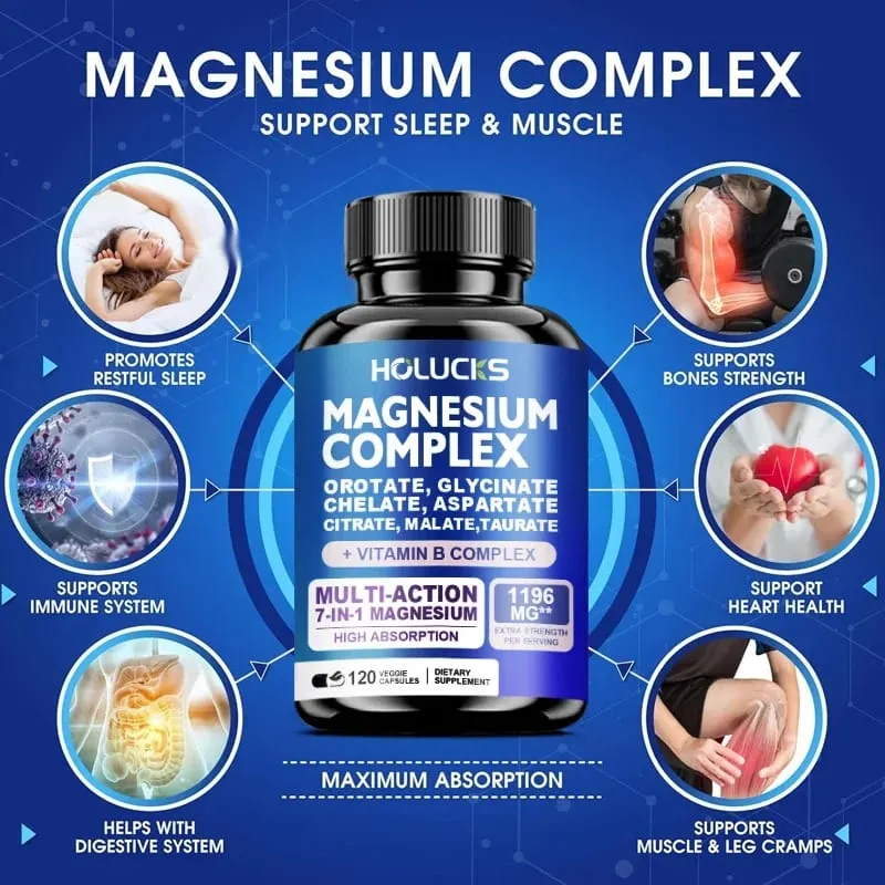 Magnesium Complex Supplements-Memory Bone & Promotes Brain Health Sleep Support Muscle Relaxation Stress & Anxiety Relief