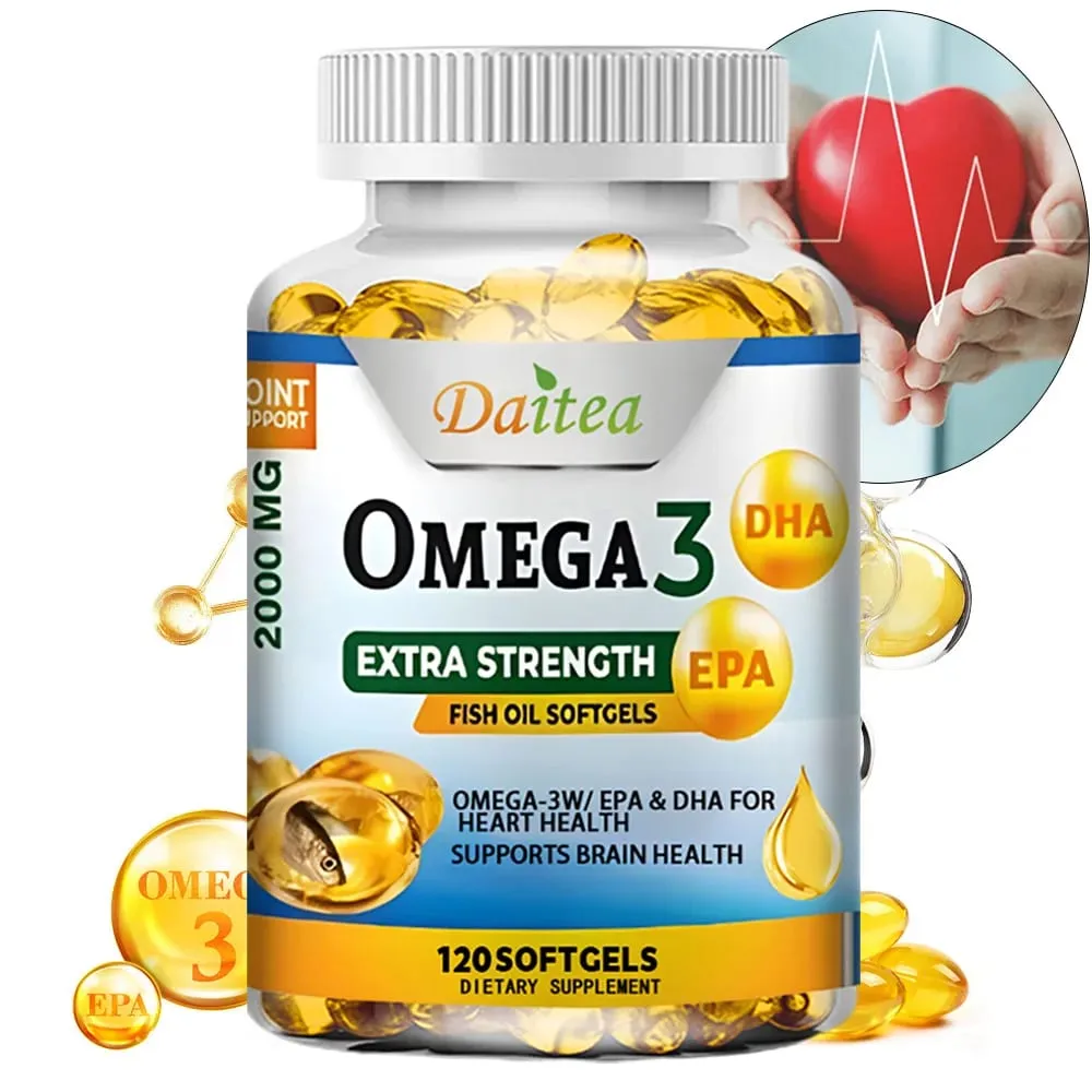 Omega 3 Fish Oil 2000mg Softgels with EPA & DHA Supports Heart Brain Joint & Eye Health Boosts Nerve Function & Immunity — image 1