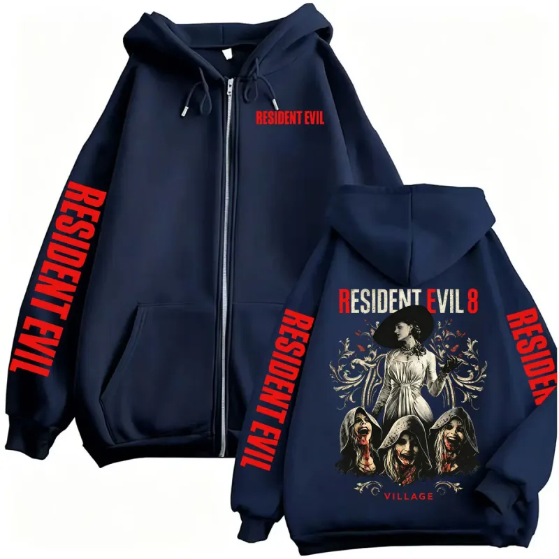 Resident Evil Village Zipper Hoodies Lady Dimitrescu Horror Jacket Sweatshirts Men Women Harajuku Streetwear Zip Up Hooded Coats — image 3