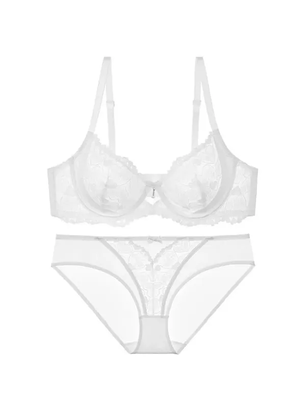 Red Party Lingerie Set for Women Ultra-Thin Minimizer Bra Large Bust D-Cup Look Smaller Plus Size Curvy Sexy Lace Underwear XXXL — image 3