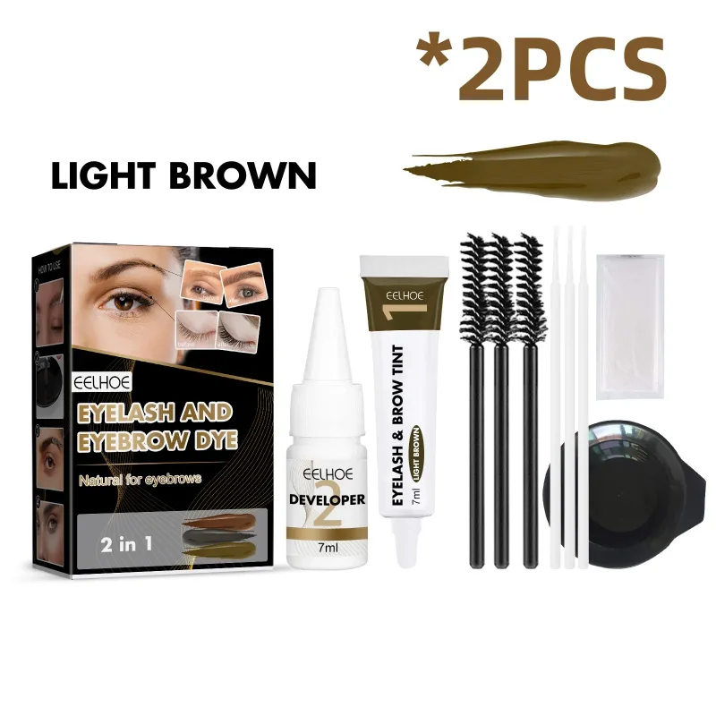 Eelhoe 2-en-1 ensemble de teinture de cils sourcils Lastin nourrissant soin des yeux maquillage durable Lifting imperméable cils plus épais Kits de teinture