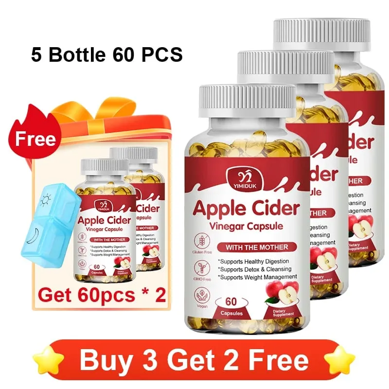 Apple Cider Vinegar Capsules 1600mg Supports Digestion Natural Cleansing Weight Management Immune Health & Metabolic Balance