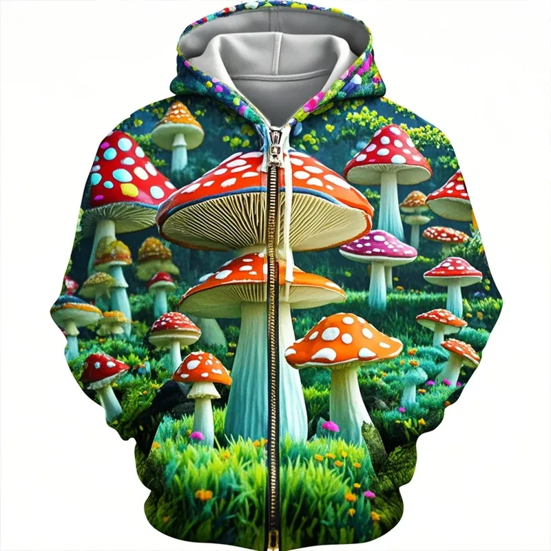 Mushroom 3D Print Zipper Hoodie Men Women Casual Fashion Hooded Sweatshirts Male Oversized Tracksuit Hoodies Man Coat Clothing — image 17
