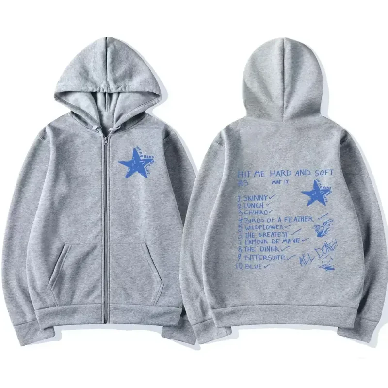 Hit Me Hard and Soft 2024 Tour Zip Up Jackets Autumn Winter Casual Fleece Zipper Hoodies Hip Hop Tops Cardigan Unisex Streetwear — image 9