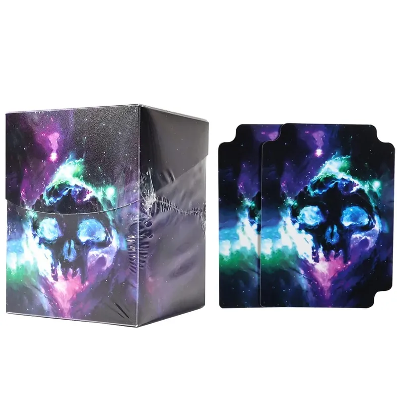 100+ BASIC LANDS Plastic Trading Card Box Holds Double-Sleeved Cards TCG/CCG Storage Card Deck Case for MTG/YGO With Two Divider